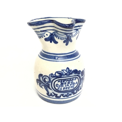 803 - A collection of blue and white ceramics including a Victorian Fenton Willow Teapot, Morning/ Farmers... 