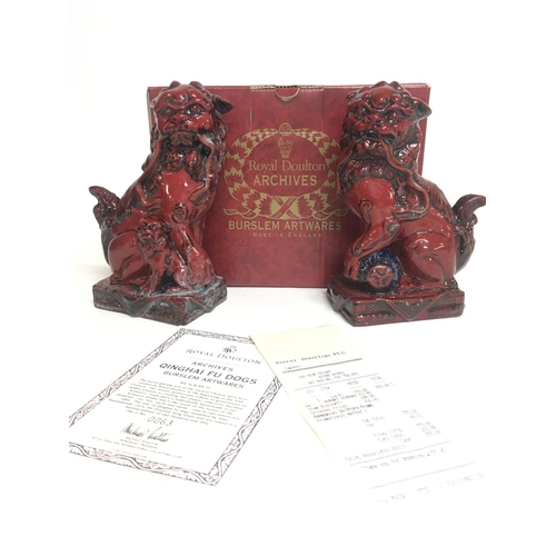 809 - Royal Doulton Archives boxed limited edition of 250 Qinghai Fu Dog figurines with certificate and re... 