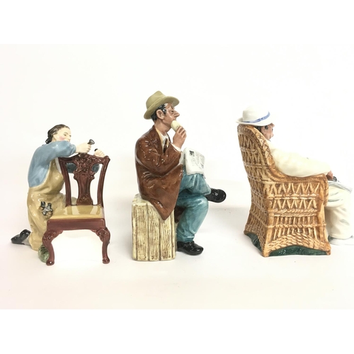 820 - Royal Doulton figures, Taking Things Easy, Stop Press & The Craftsman. Postage category D