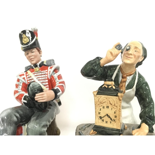 830 - Royal Doulton figures including Drummer Boy, The Clockmaker, Tall Story & Thank you. postage categor... 