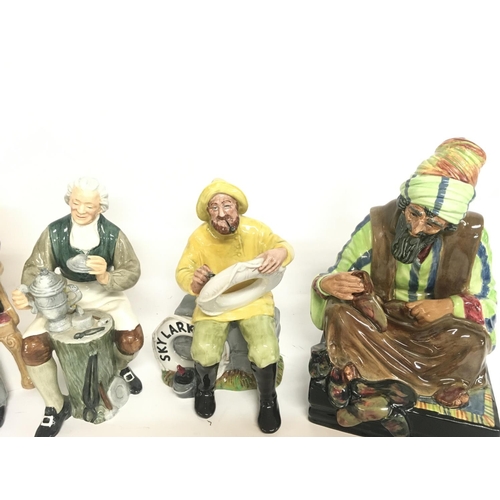 840 - A collection of Royal Doulton figures including Cobbler HN1706, The Boatman HN2417, The Tinsmith HN2... 