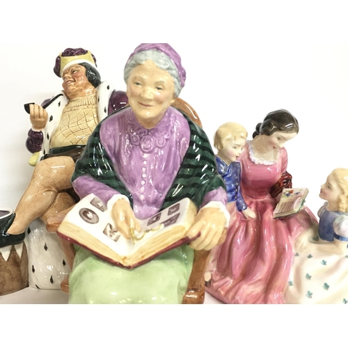 843 - A collection of Royal Doulton Porcelain figures including Bedtime story HN2059, The Family Album HN2... 