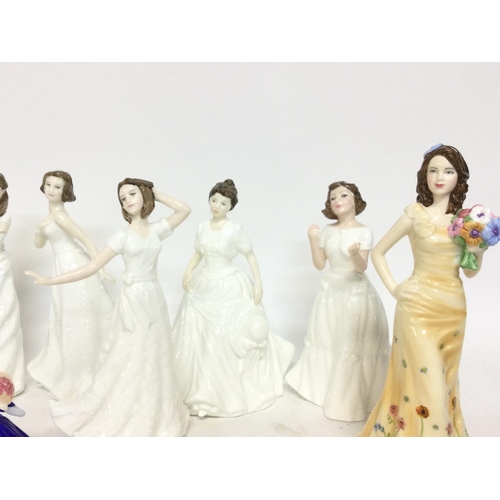 845 - A collection of small Royal Doulton porcelain lady figurines , no obvious damage or restoration. Wit... 