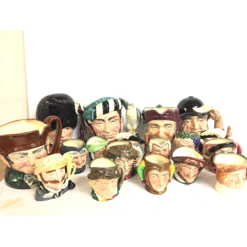 869 - A collection of porcelain Royal Doulton Toby character jugs including Falstaff, Jester, Paddy, Veter... 