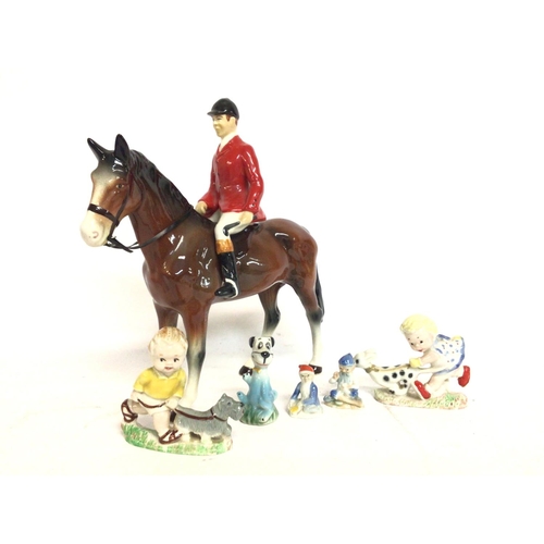 896 - Wade figurines including Mabel Lucie Attwell figurines & other, Equestrian horse porcelain figure. N... 