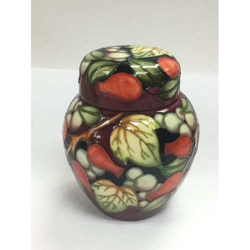 911 - A Moorcroft ginger jar and cover 'Winter Harvest', approx 11cm. Shipping category D.