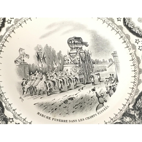 920 - Early French ceramic plates depicting Napoleonic precession views, some damage. Postage category D