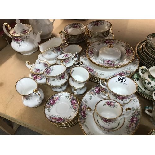 957 - A Royal Albert Autumn Roses Tea / coffee set with dinner plates.