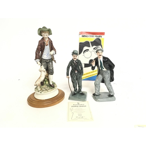 989 - Ceramic figures- Royal Doulton including a limited edition Charlie Chaplin HN 2771, limited ed Grouc... 