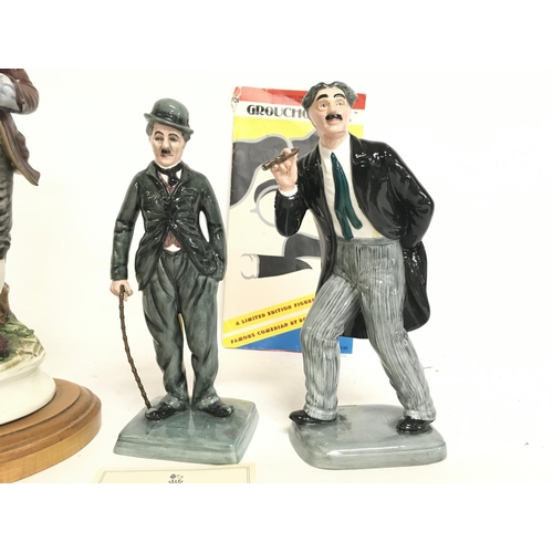 989 - Ceramic figures- Royal Doulton including a limited edition Charlie Chaplin HN 2771, limited ed Grouc... 