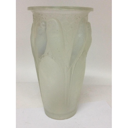 996 - Ceylan Lalique opalescent vase chips to base 24 cm