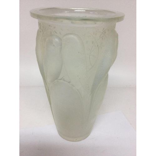 996 - Ceylan Lalique opalescent vase chips to base 24 cm