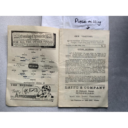 10 - 47/48 Sunderland v Manchester United Football Programme: Incredibly rare item for league match dated... 