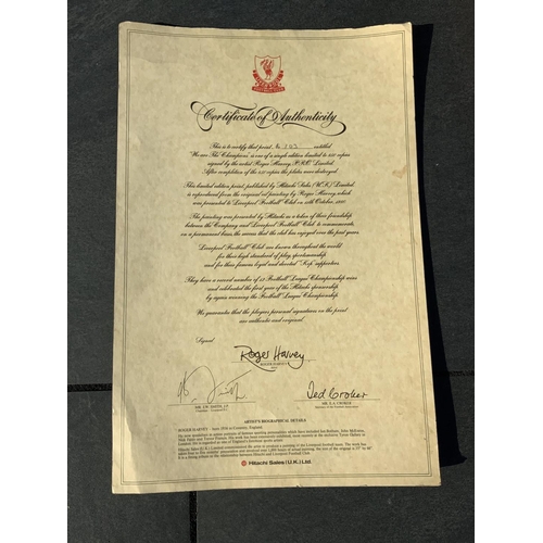 1095 - Liverpool 1980 Champions Fully Signed Football Print: Stunning large print of the team parading the ... 