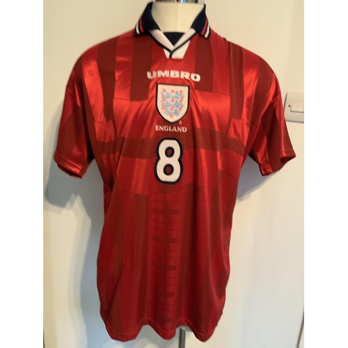 Paul Scholes 1999 England Match Worn Football Shirt: Red short