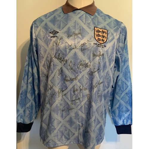 England 1990 World Cup Match Issued + Signed Football Shirt: Umbro