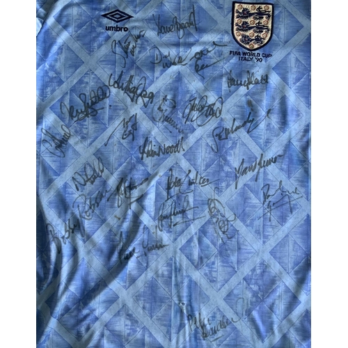 England 1990 World Cup Match Issued + Signed Football Shirt: Umbro