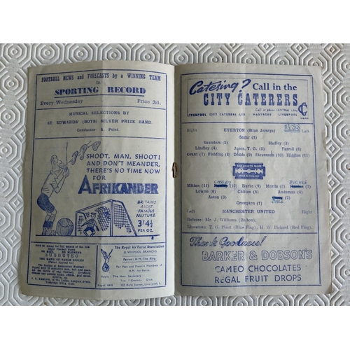 500A - 47/48 Everton v Manchester United Football Programme: Very good condition with lightest fold and tea... 