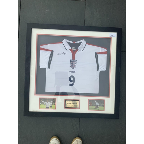 Wayne Rooney Signed Framed England Shirt: Plaque reads Englands