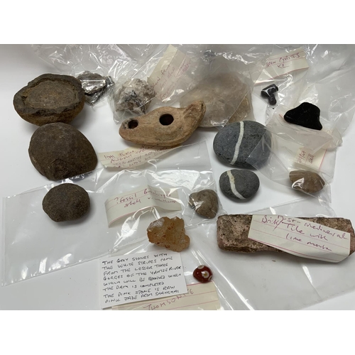 1002 - A collection of stones and fossils. (D).