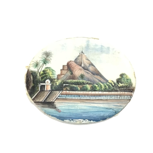 1004 - 6 Indian framed landscape miniature painting each approximately 4.9cm x 3.9cm Postage A