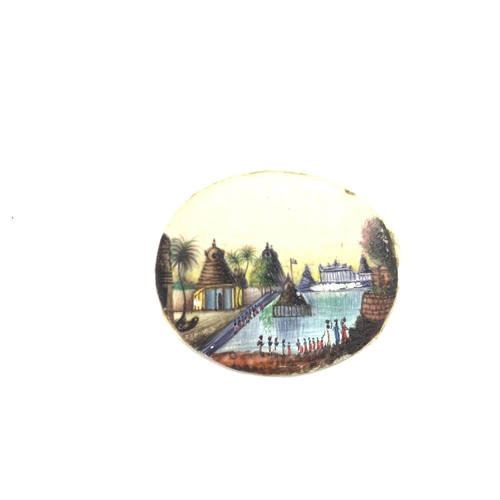 1004 - 6 Indian framed landscape miniature painting each approximately 4.9cm x 3.9cm Postage A