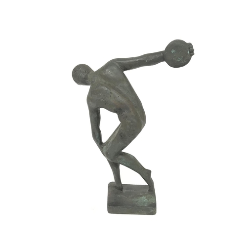 1018 - A bronze figure of The Discobolos Of Myron, 18cm tall. Postage category B