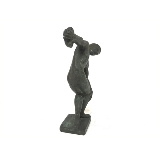 1018 - A bronze figure of The Discobolos Of Myron, 18cm tall. Postage category B