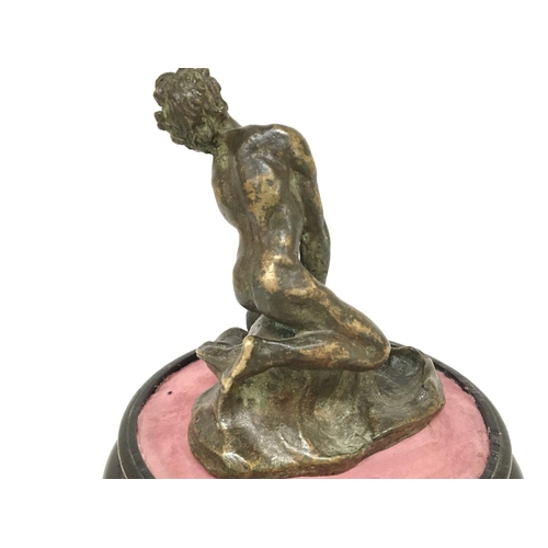 1028 - A Victorian bronze figure on a base ,18cm tall. postage category B