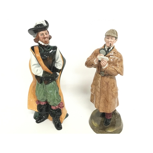 1264 - Royal Doulton figures including The Detective & Cavalier. No obvious damage or restoration. Postage ... 