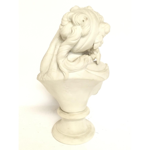 1275 - A Bisque porcelain bust of a lady , has Ben restored 24cm tall. postage category D. NO RESERVE