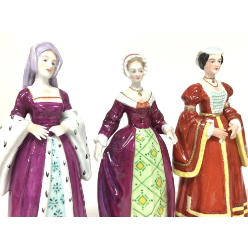 1283 - A set of Sitzendorf porcelain Henry VIII And his six wives figurines. No obvious damage. Postage cat... 