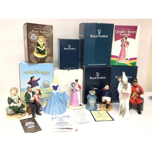 1317 - A collection of boxed Royal Doulton ceramics including Pears Bubbles, Sleeping Beauty, Quality Stree... 