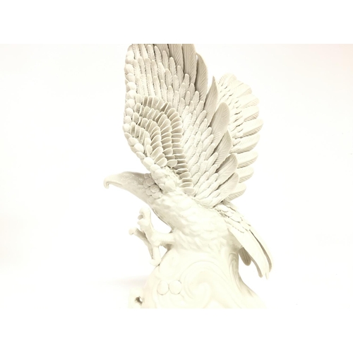 1364 - Blanc De Chine porcelain Eagle , has a hairline crack at the base. approximately 36cm tall. Postage ... 