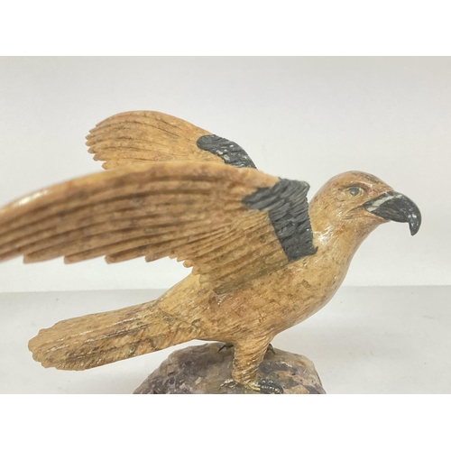 1365 - Eagle figurines including a stone hand carved made in Kenya figure and a Pewter figure. Postage cate... 