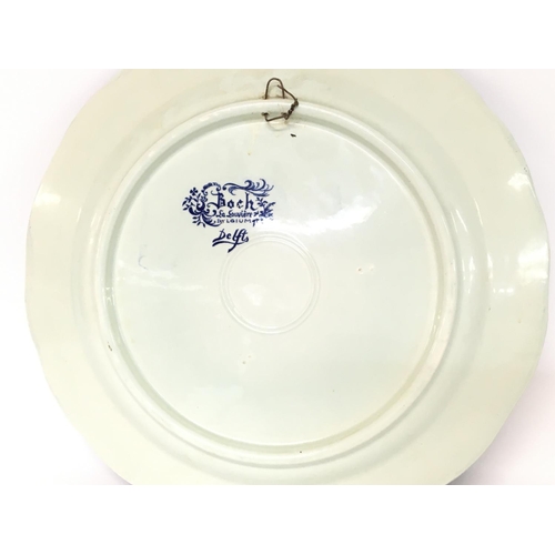 1413 - A 19th Boch Belgium century blue and white dinner plate , 34cm in diameter. No obvious large damage.... 