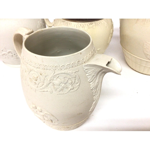 1463 - A collection of jugs including 3 Turner jugs and a Spode one. Postage D Areas of damage shown in ima... 