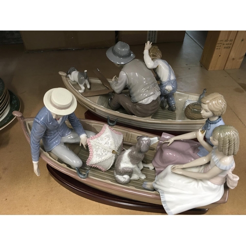 1469 - Two large Lladro figure groups of grandfather with boy on fishing boat named Paloma and two ladies o... 