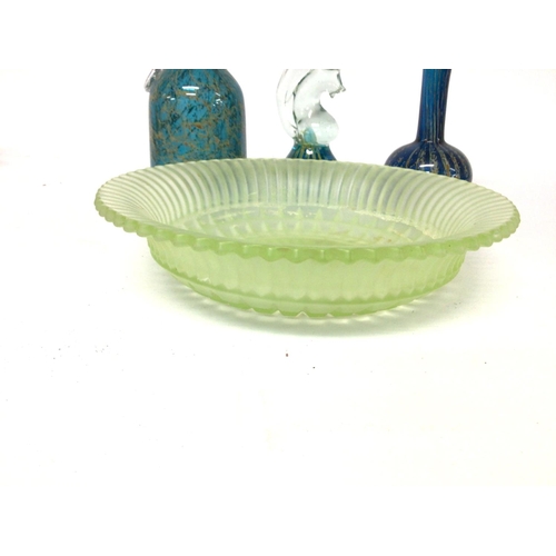 1492 - A collection of Mdina glass and a glass bowl. Postage D