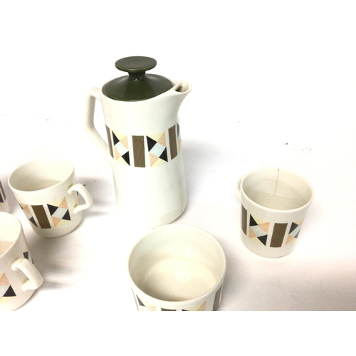 1493 - A mid 20th century Beswick coffee set. Damage to one cup as shown in last picture. Postage D.