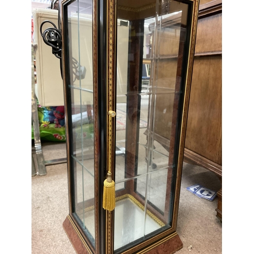 1552 - A Display cabinet, dimensions 30x30x81cm approximately. Needs shelves. Postage cat D