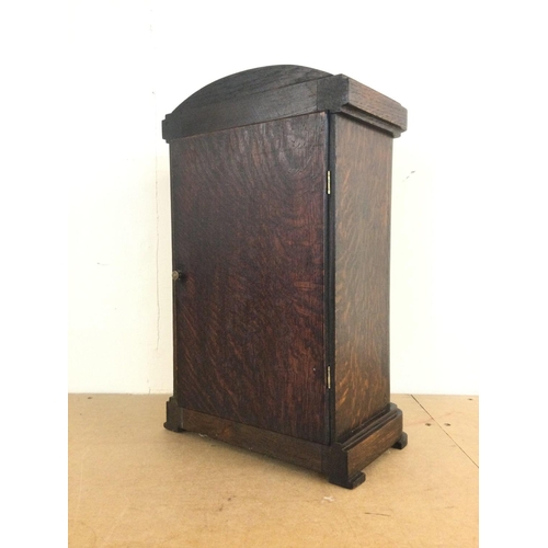 1557 - Oak Vienna style wall and mantle clocks, approximate dimensions 14x20x36 & 16x40x78cm. - NO RESERVE