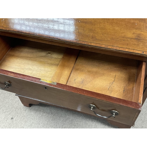 1573 - An Edwardian Mahogany inlaid three drawer Bureau, 46x76x90cm. Postage category NO RESERVE