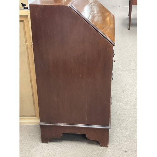 1573 - An Edwardian Mahogany inlaid three drawer Bureau, 46x76x90cm. Postage category NO RESERVE