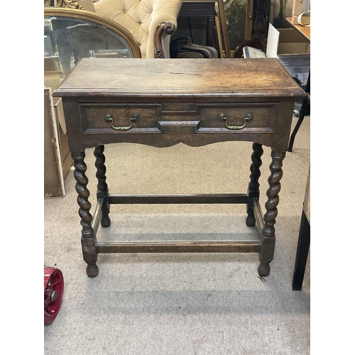 1578 - An oak side table with twist legs 40x74 height 74cm. NO RESERVE