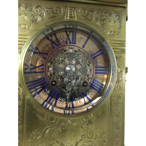 1620 - WITHDRAWN -  A Victorian brass Tower clock of classical design the engraved case inset with a enamel... 