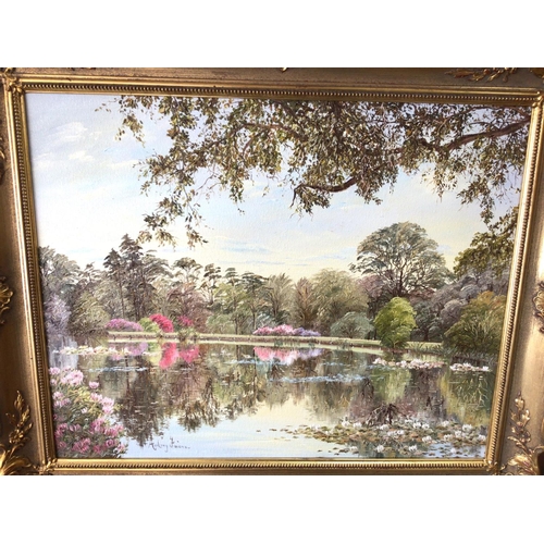 1628 - A painting by Audrey Faiers titled The Lake. 61x52cm. Postage B