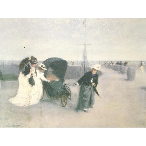 1779 - On the Promenade, a framed oleograph on canvas by John Morgan (1823 - 1886). Frame size 70x55cm appr... 