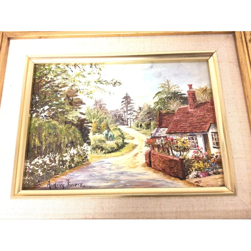 1809 - A small oil painting by Audrey Faiers titled The cottage and dates 1988. 27x22cm. Postage D.