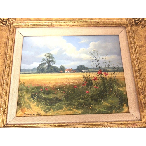 1810 - A framed pictures of an Essex landscape by Christopher Osbourne. 38x32cm. Postage D.